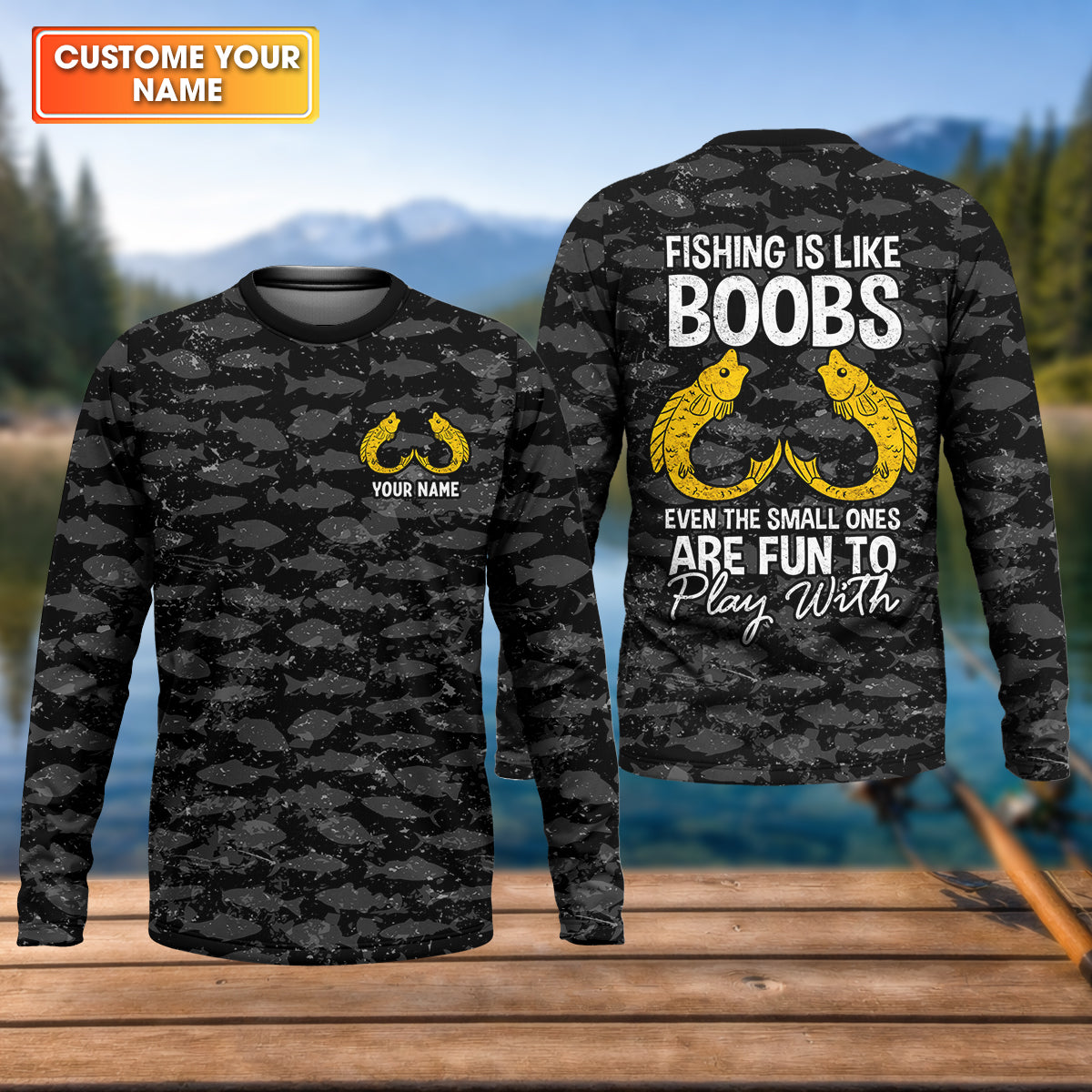Fishing Is Like Boobs Even The Small Ones Are Fun To Play With Fishing UPF Shirts, Fishing Shirts For Men