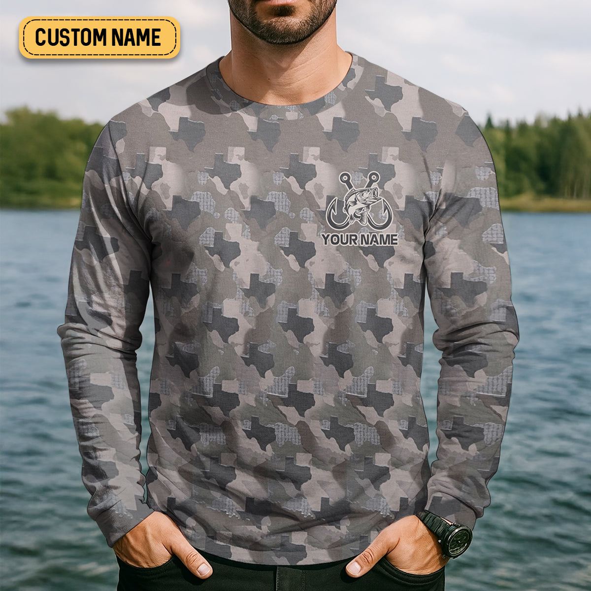 Texas Camo Fishing UPF Shirts, Performance Fishing Shirts, Fishing Gifts For Men, Men's Fishing Shirt