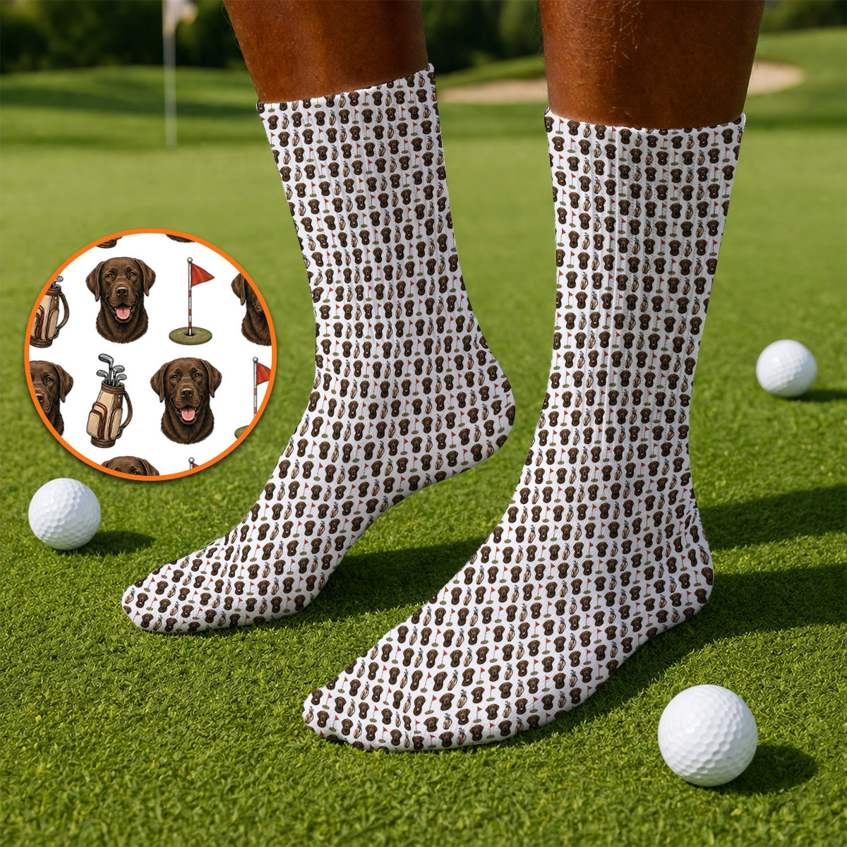 Chocolate Labrador Retriever Golf Sock, Funny Chocolate Lab Pattern Golf Socks, Dog Lover Golf Shirt