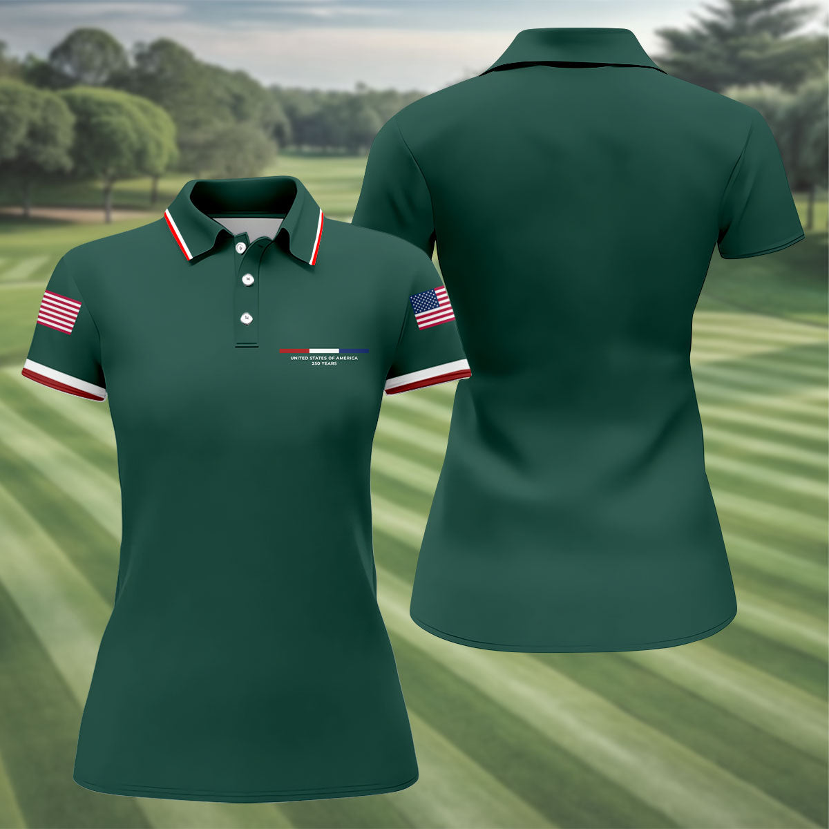 United States Of America 250 Years Green Golf Shirt, Patriotic Golf Shirt, Golf Shirt For Women