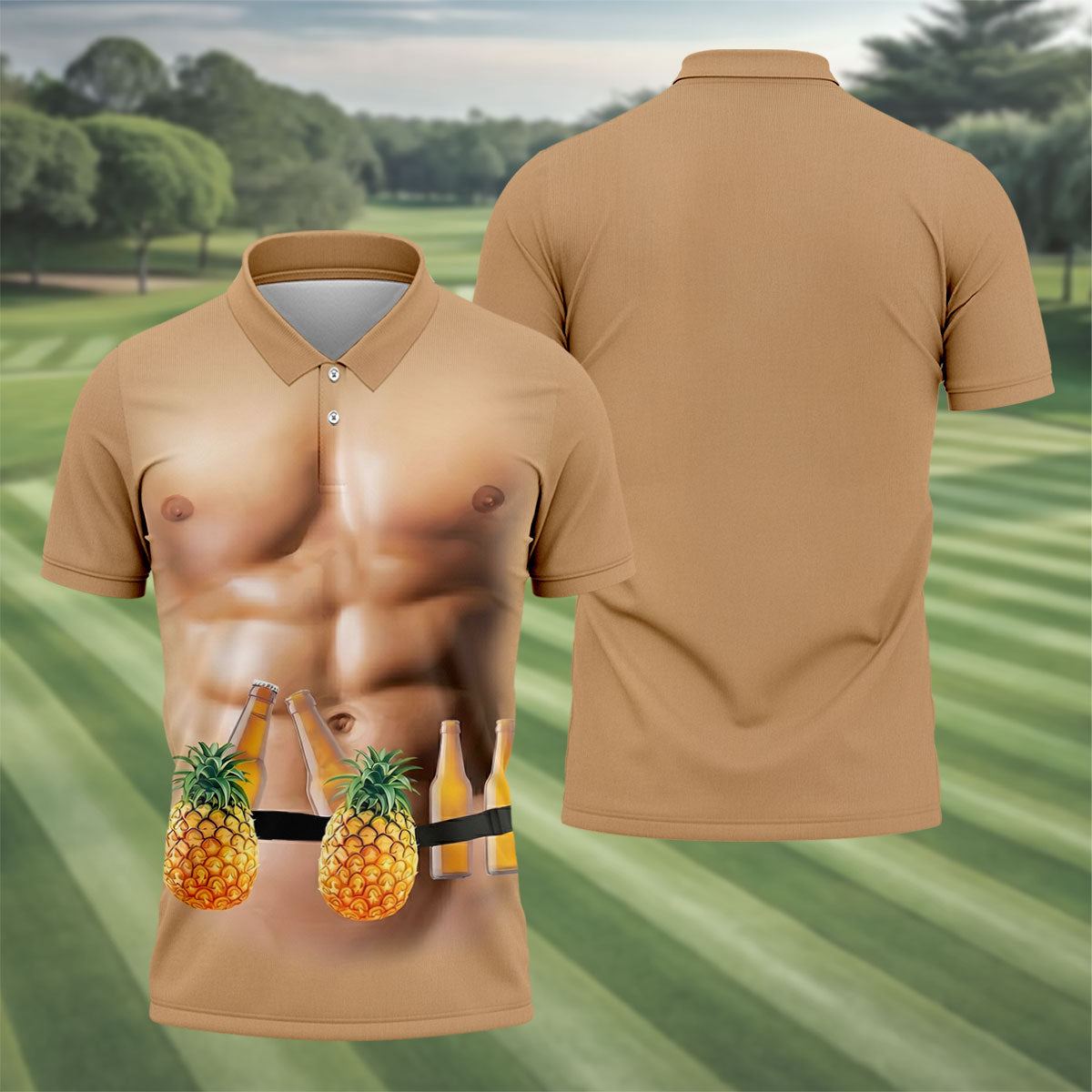 Funny Muscle Man Pineapple Beer Hawaiian Golf Shirt, Polo Shirts For Men, Golfing Apparel