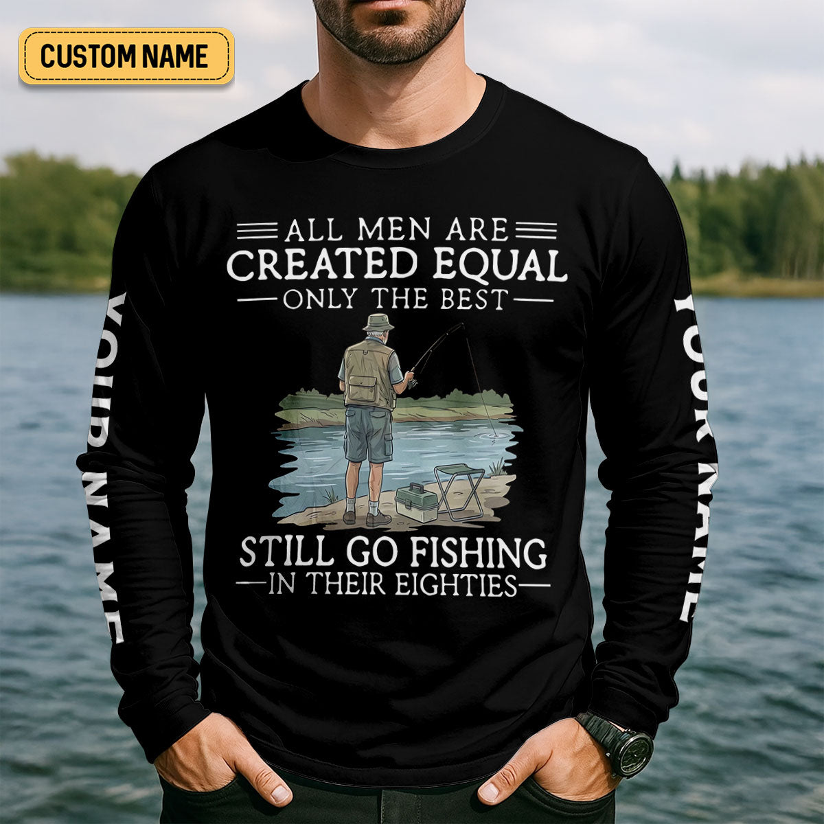 Funny 80th Birthday Fishing Shirt for Men, Custom Old Man Fisherman, Fishing UPF Shirts