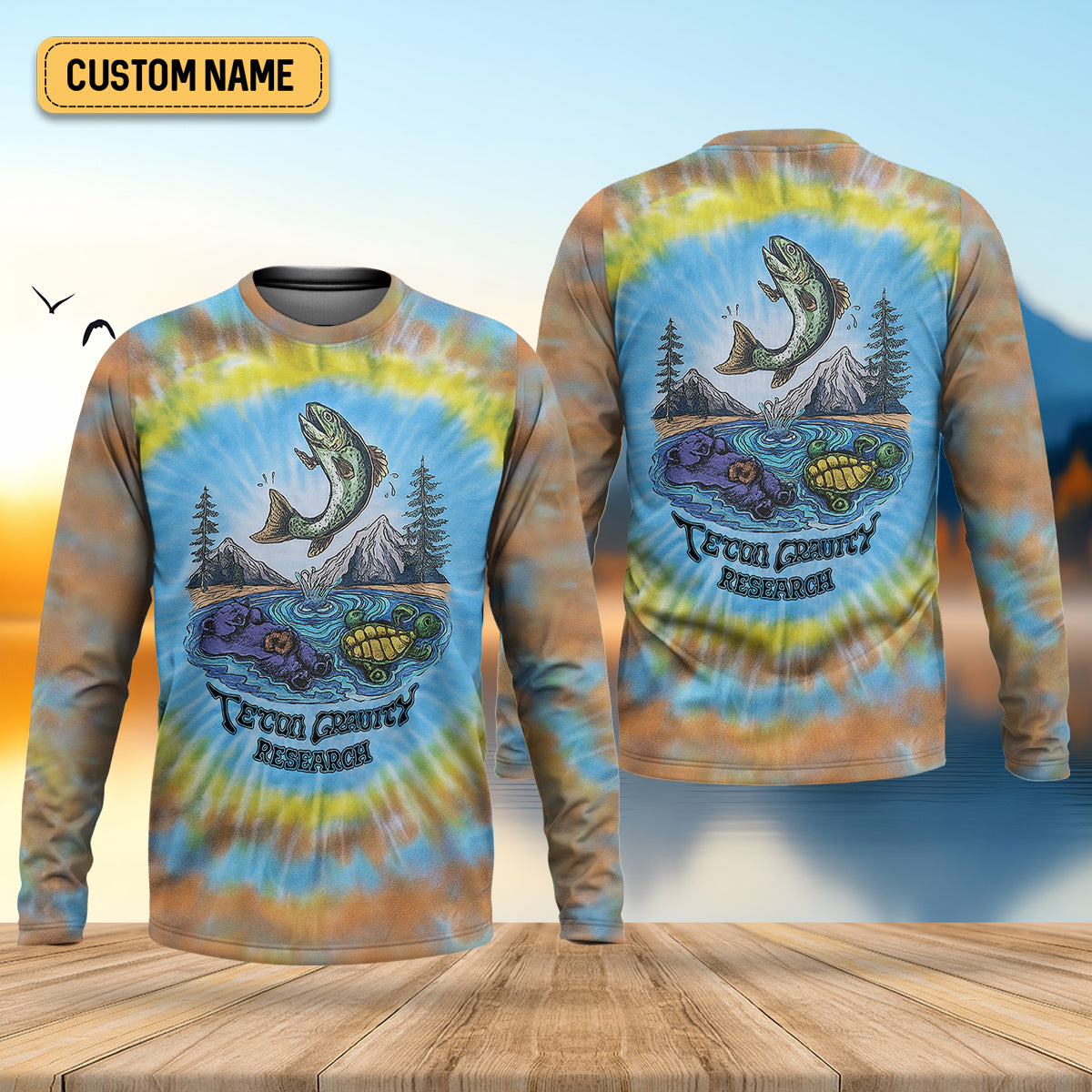 Tie Dyed Pattern Fishing UPF Shirts, Fishing Gifts For Men, Men's Fishing Shirt, Fishing Shirts For Men