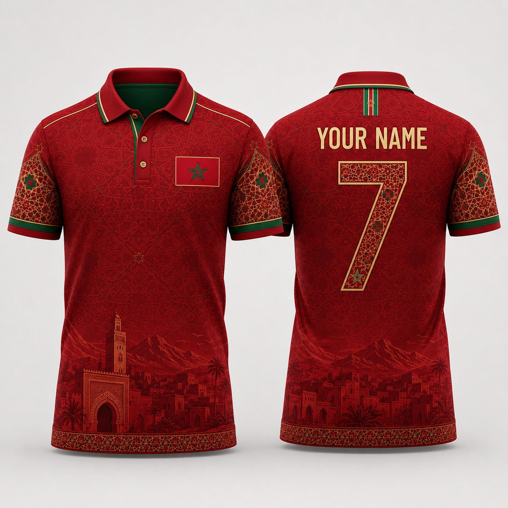 Moroccan Fooball Shirt, Moroccan Zellige Tile V-Neck For Men Football Lover, Football Gifts