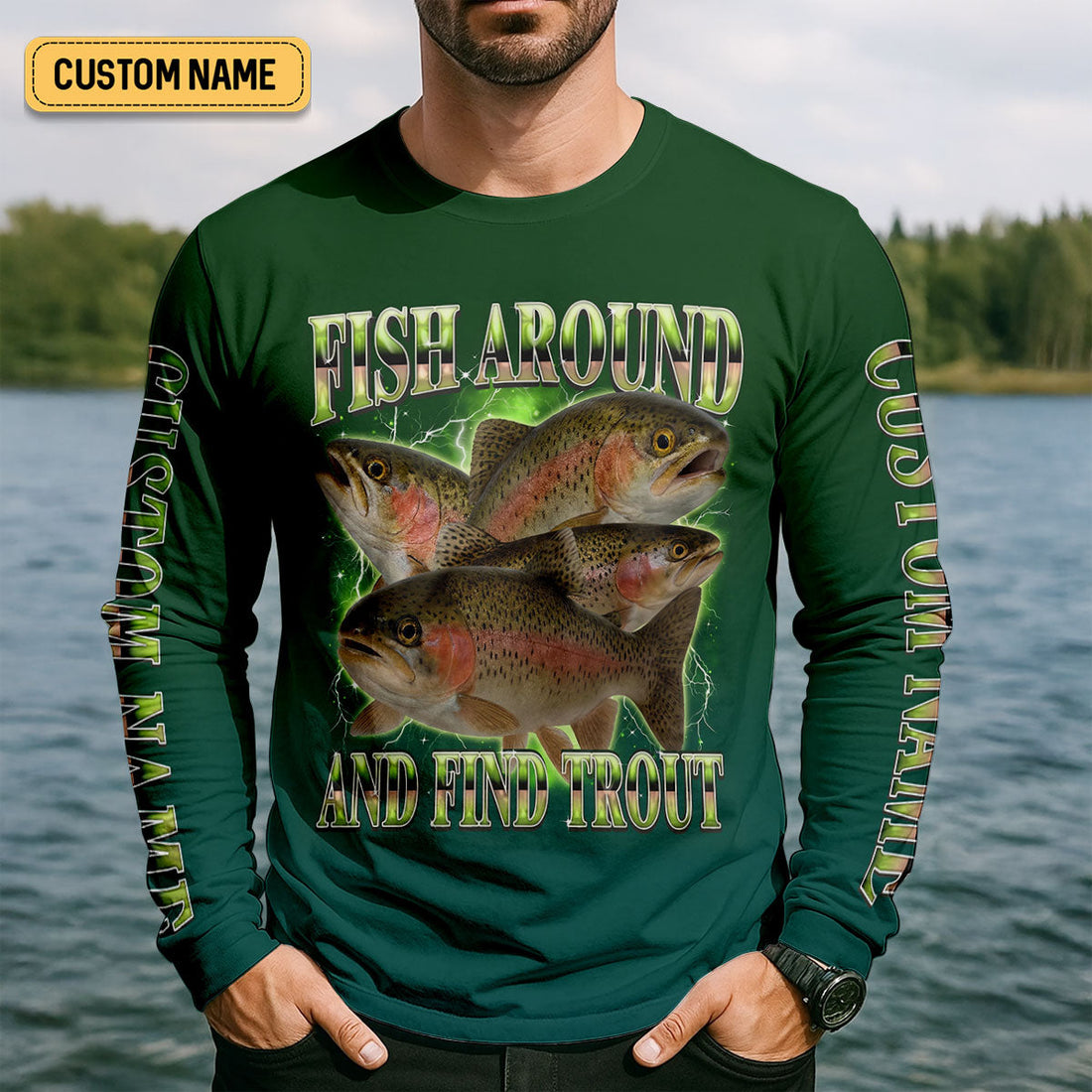 Fish Around And Find Trout Fishing UPF Shirts, Funny Fishing Shirt, Fishing Shirts For Men