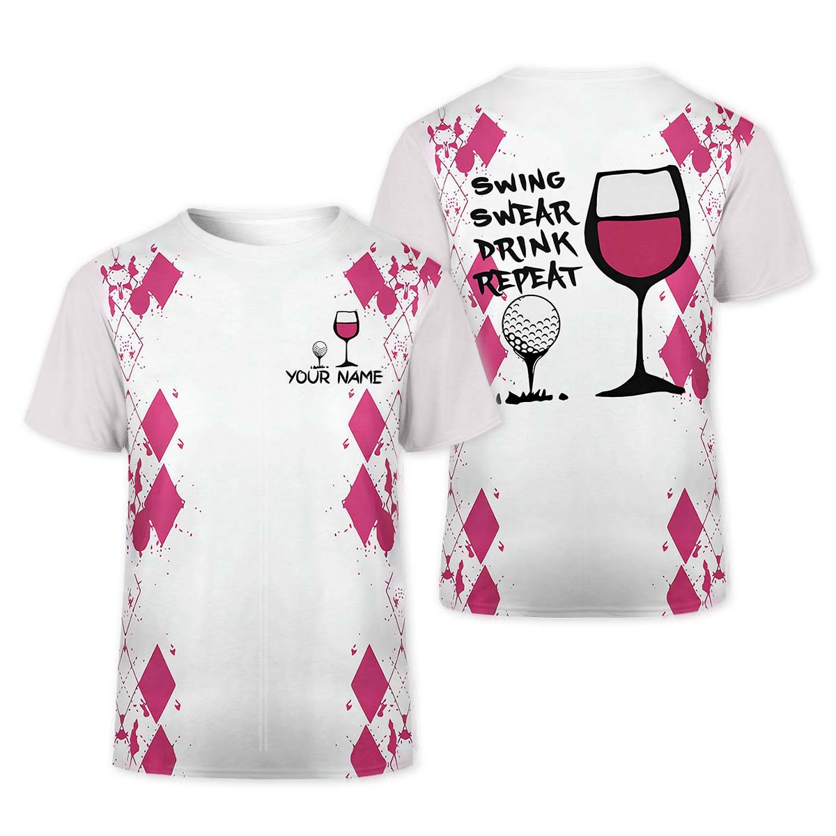 Swing Swear Drink Repeat Womens Golf Polo ShirtGolfing Apparel, Womens Golf Gifts
