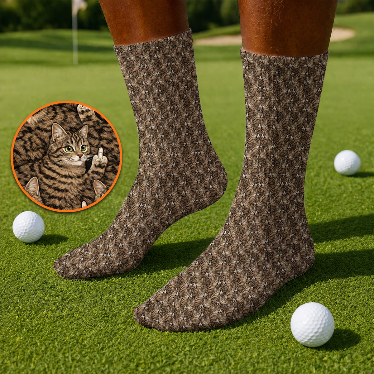 Funny Cat Pattern Golf Socks, Cats Golf Sock For Pet Lover, Golf Gift For Golfer