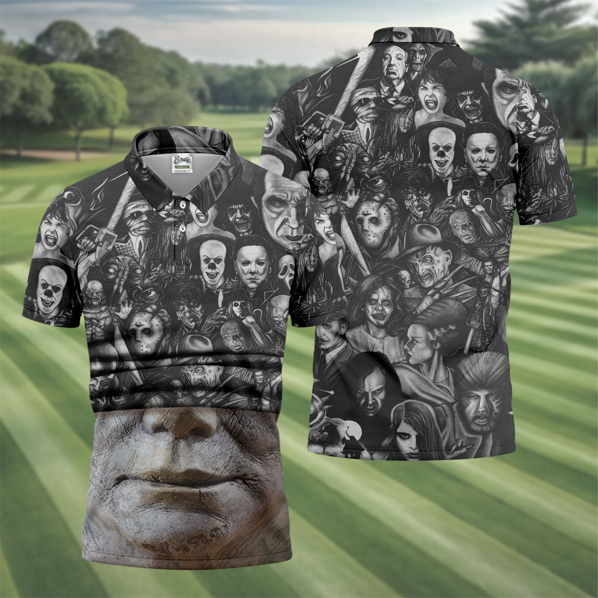 Pale Mask Horror Character Halloween Polo Shirt, Polo Shirts For Men, Mens Golf Apparel