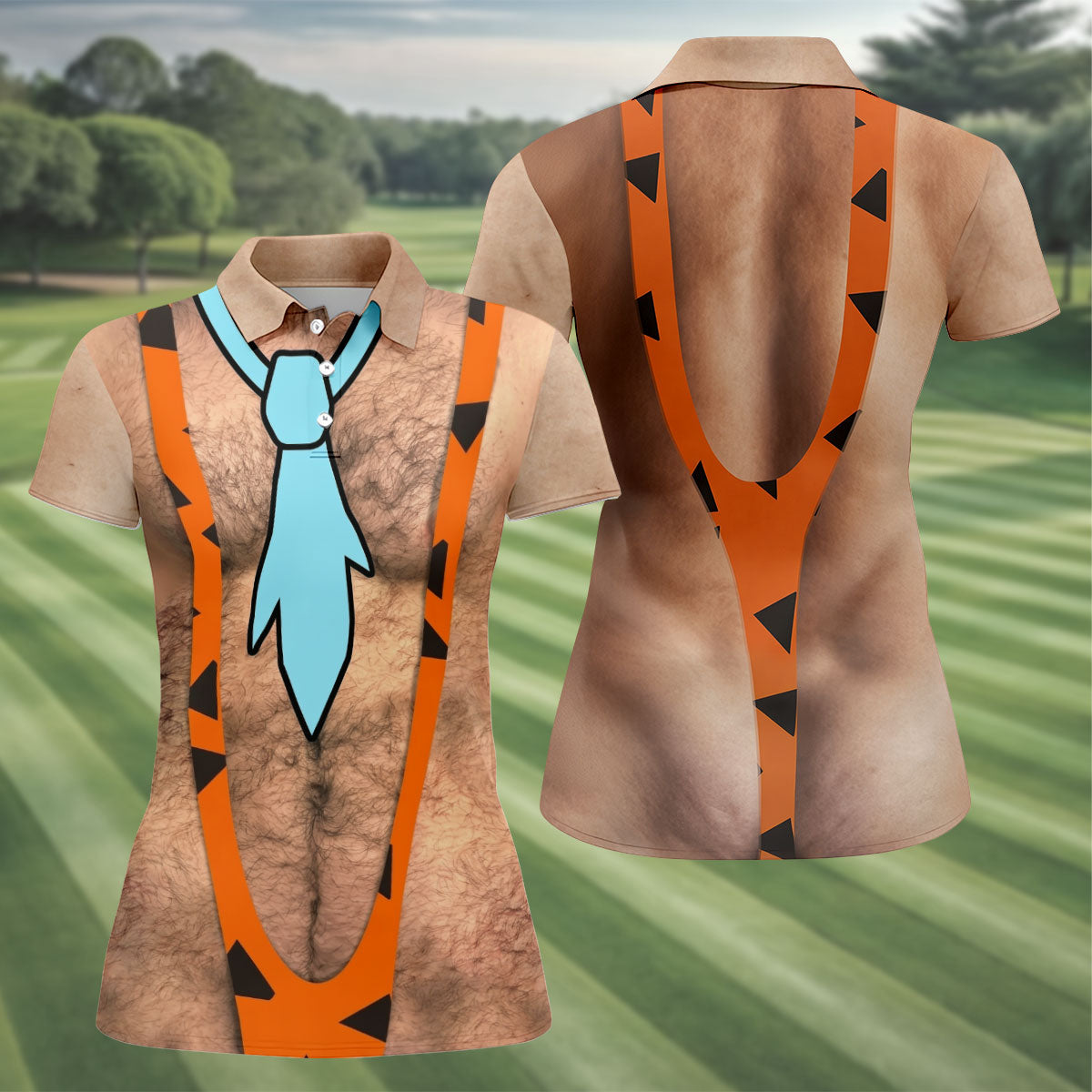 Funny Hairy Chest And Tie Halloween Costume Polo Shirt, Women's Golf Polo, Golf Apparel
