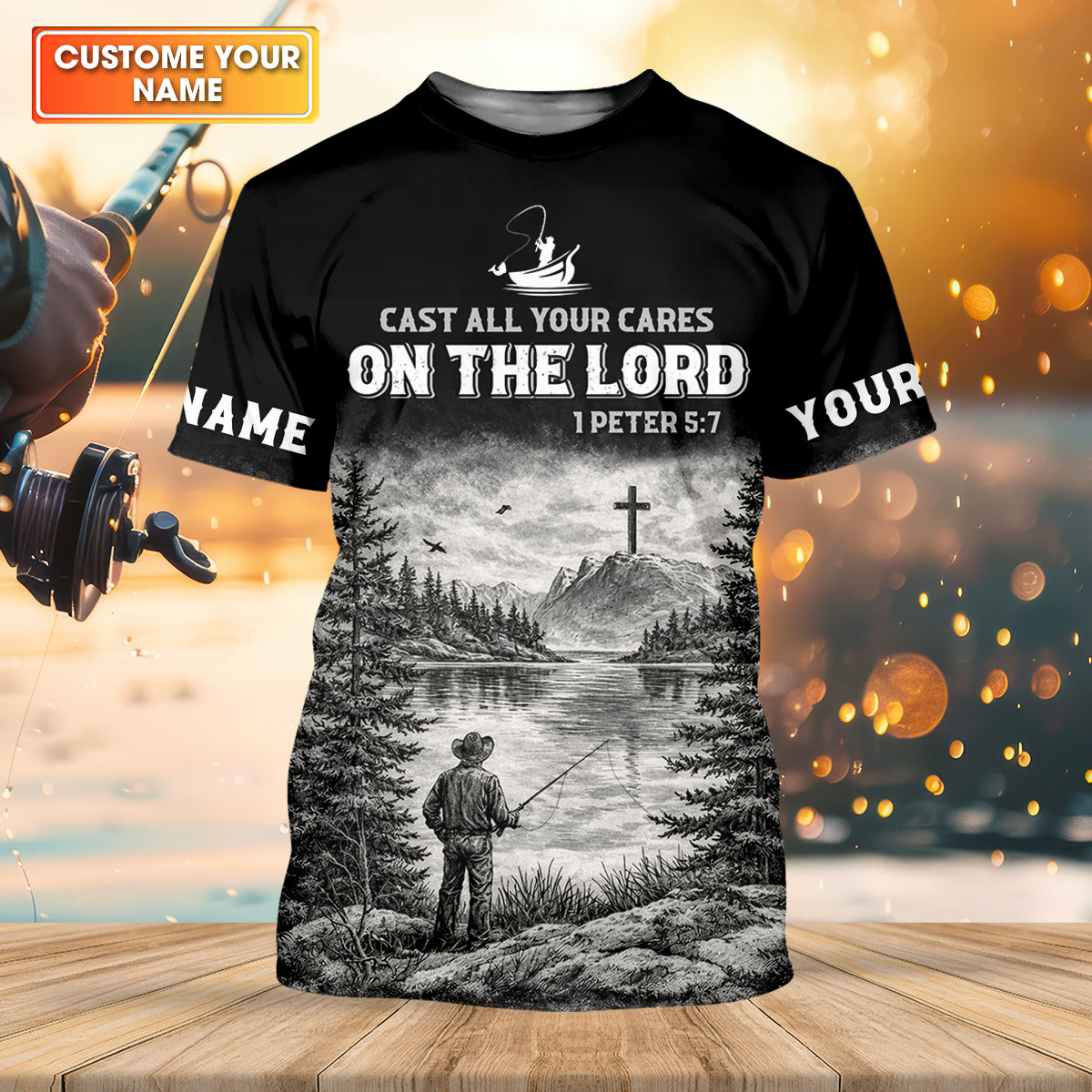 Cast All Your Cares on the Lord, Christian Fishing UPF Shirt, Funny Fishing Shirt