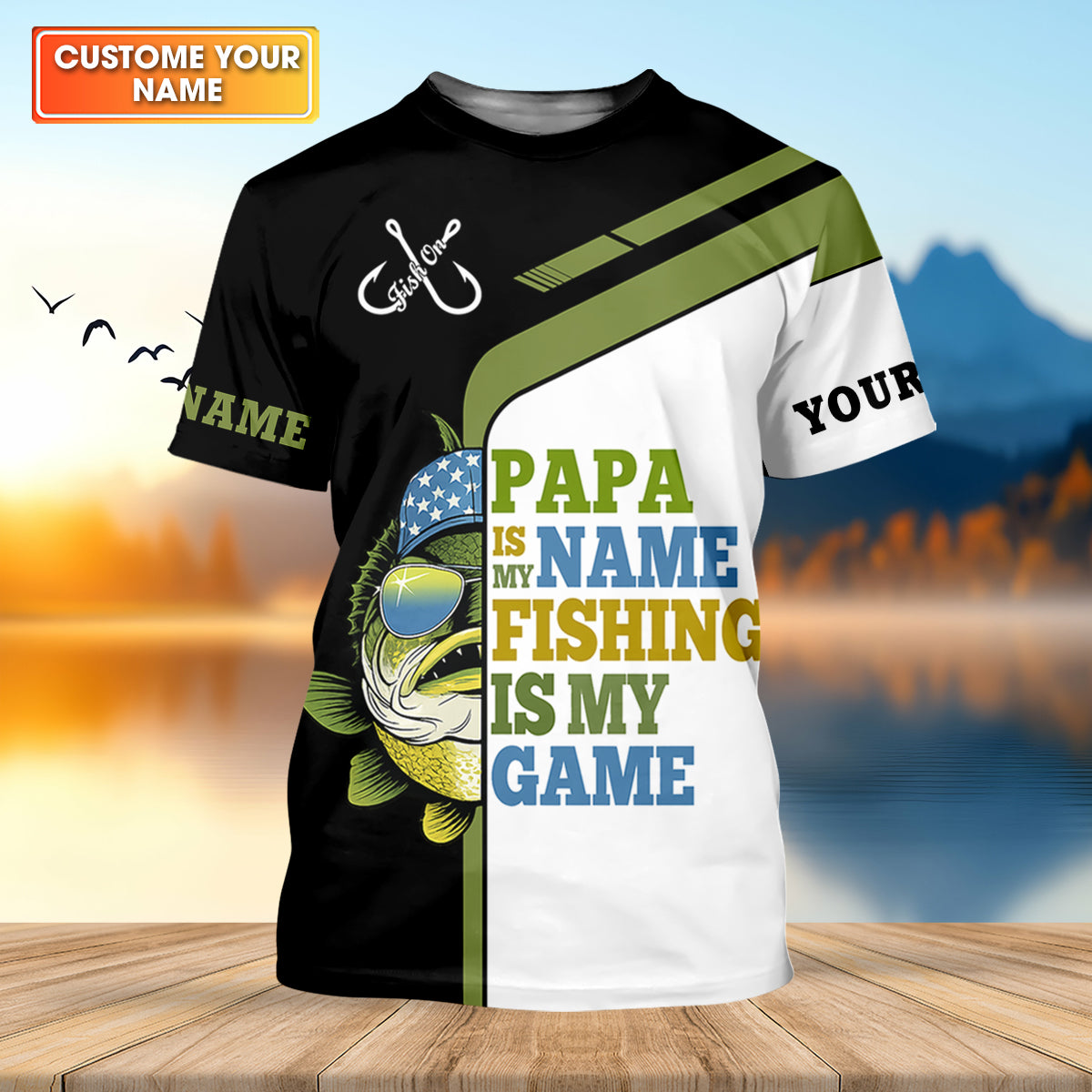 Papa Is My Name Fishing Is My Game Funny Fishing Shirt For Dad, Fishing UPF Shirts, Fishing Shirts For Men