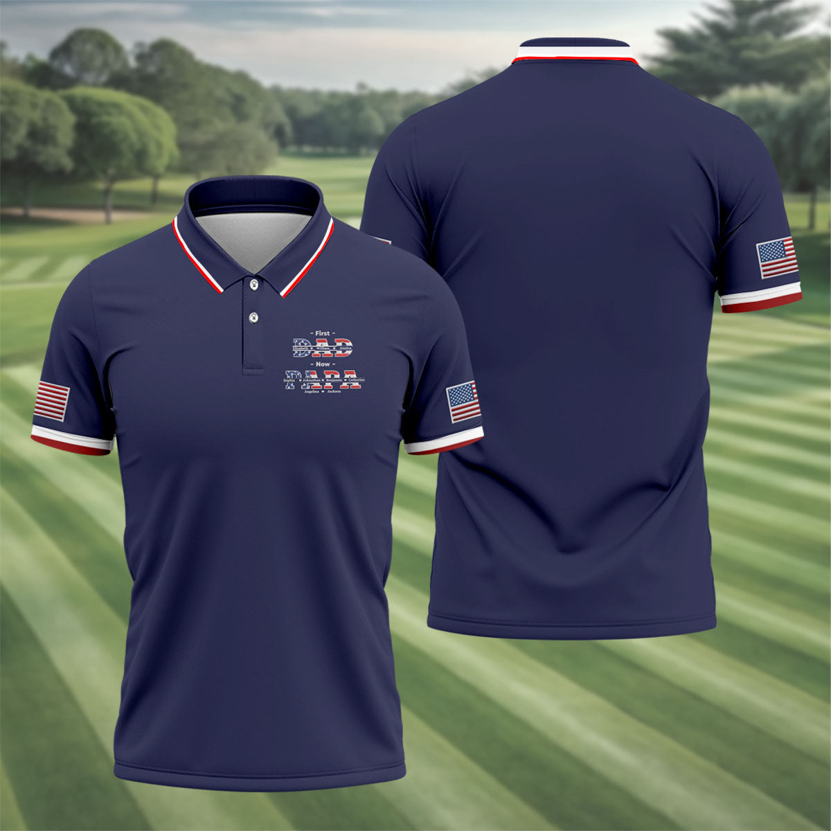 Navy First Dad Now Grandpa Golf Polo Shirt, Golf Polo Shirts For Men, Mens Golf Shirts
