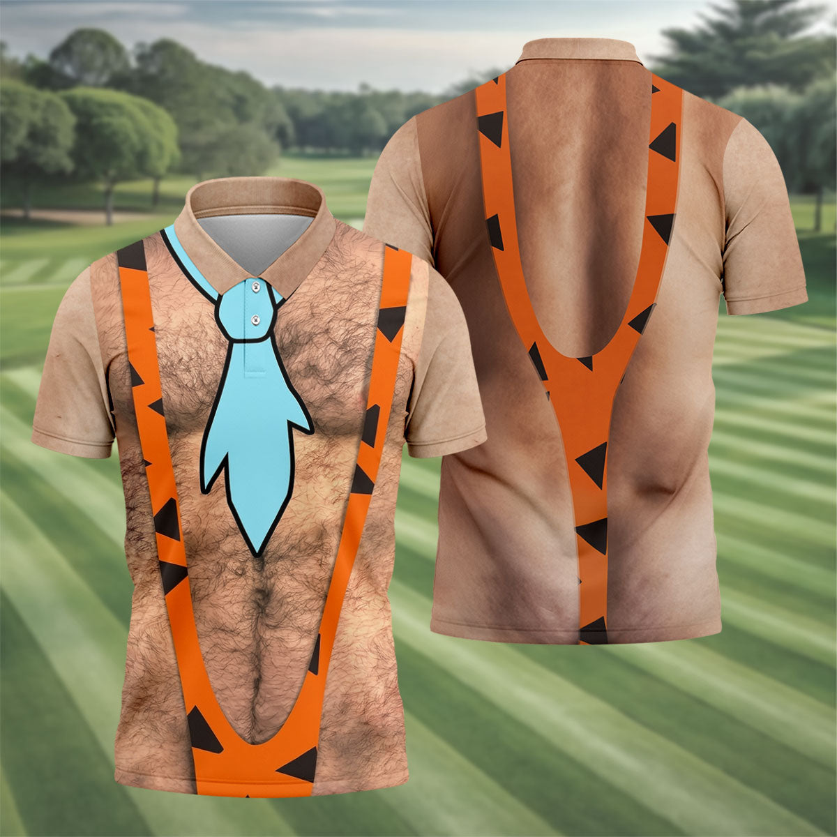 Funny Hairy Chest And Tie Halloween Costume Polo Shirt, Mens Golf Polo, Golf Apparel