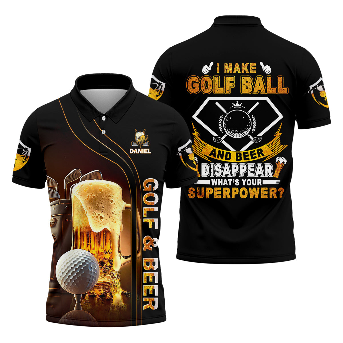 I Make Golf Ball And Beer Disappear Custom Golf Polo ShirtMens Golf Gift, Golf Lover Gift