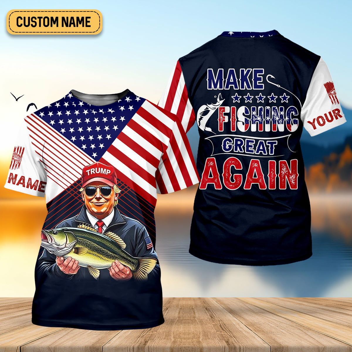 Make Fishing Great Again Patriotic Fishing Shirt, American Flag Fishing Shirt, SPF Long Sleeve Shirts Womens