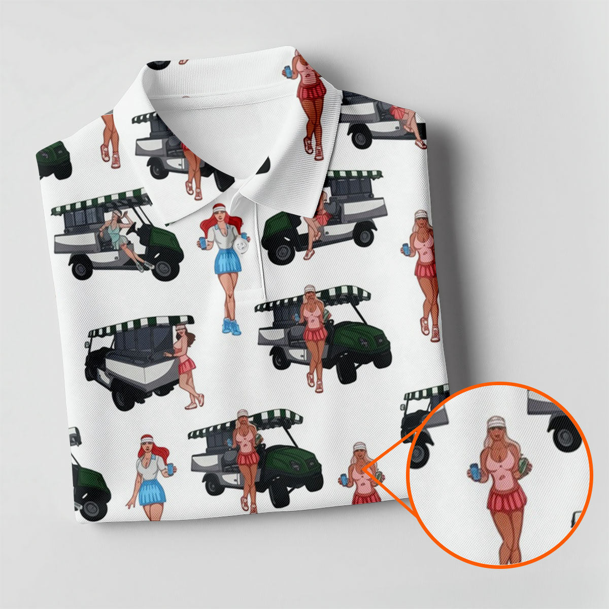 Golf Cart Girls Pattern Golf Polo Shirt, Ladies Golf Shirt, Women's Golf Apparel