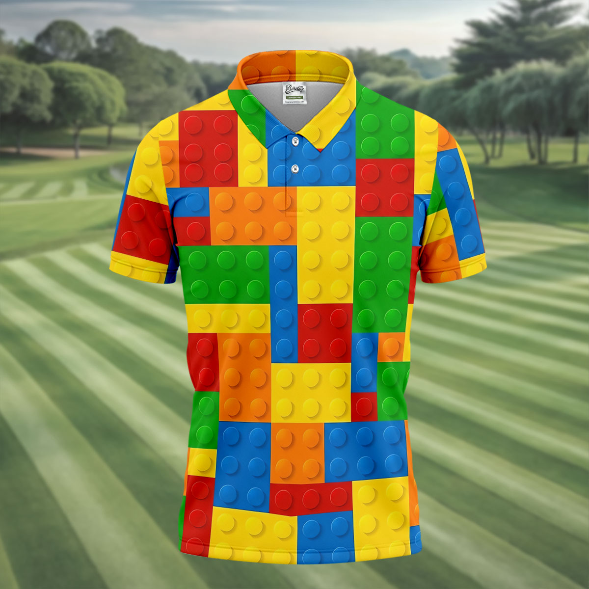 Lego Pattern Colorful Golf Shirt, Ladies Golf Shirts, Golf Shirt For Women, Ladies Golf Polos