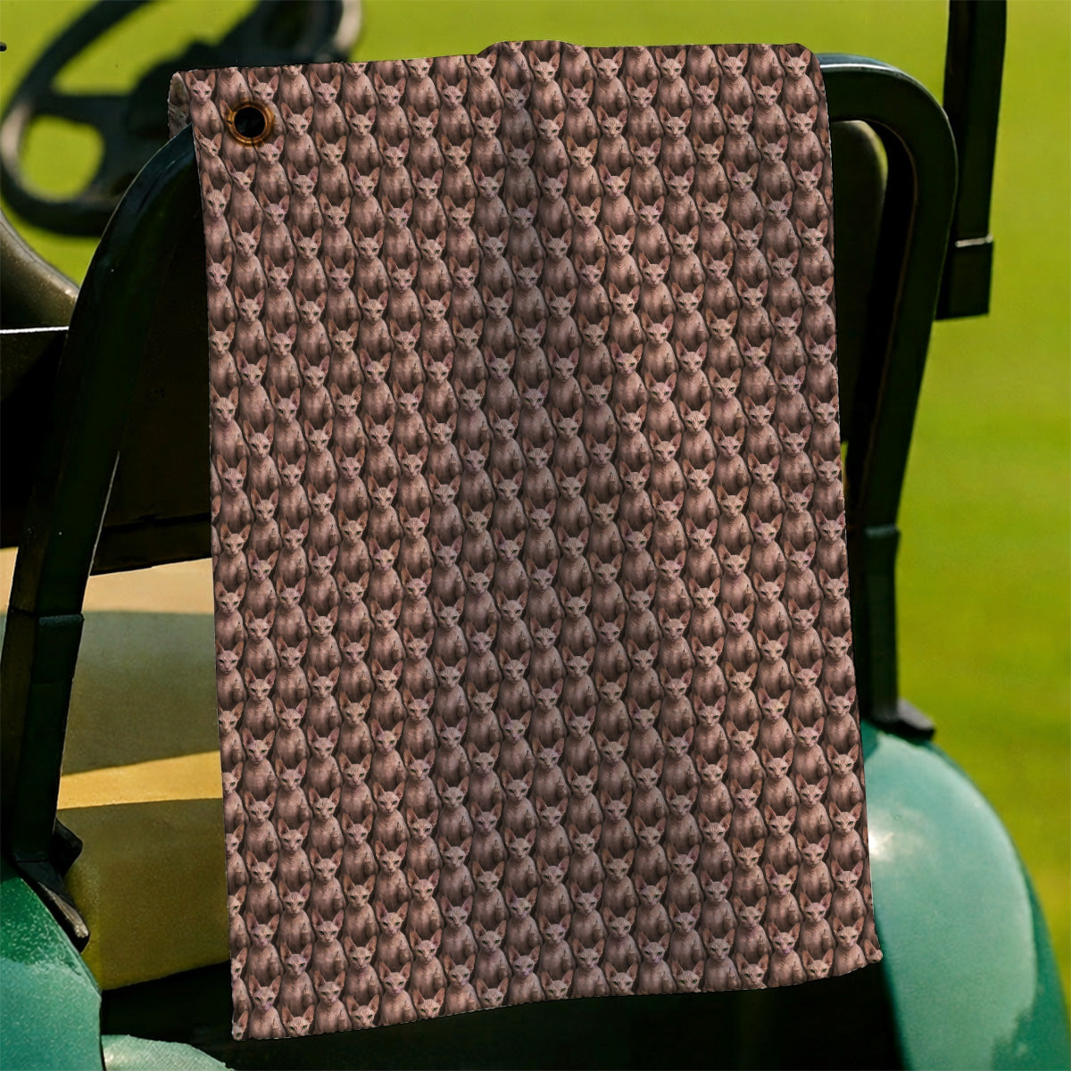 Funny Sphynx Cat Golf Towel, Hairless Cat Pattern Golf Towels, Crazy Golf Gift For Golfer