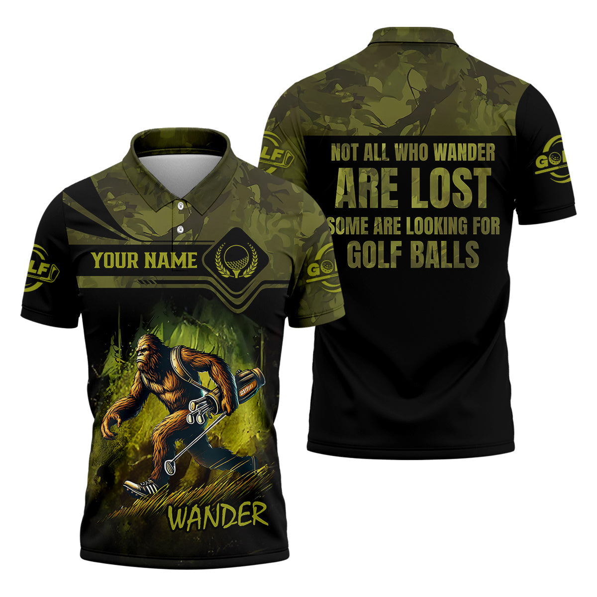 Bigfoot Camouflage Custom Golf Polo ShirtGolf Gifts For Dad, Golf Lover Gift