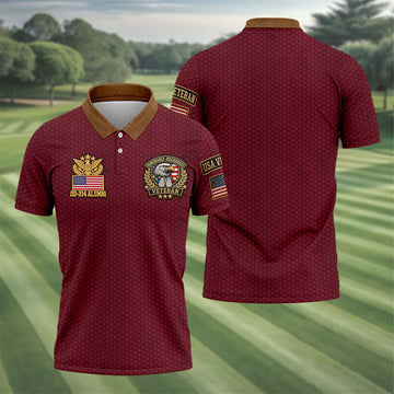 DD-214 Burgundy Honeycomb Veteran Polo Shirt, Veterans Day Shirt, Golf Shirts For Men
