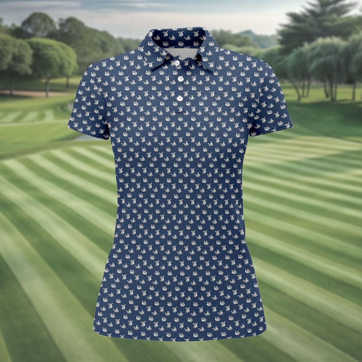 Rabbit Couple Naughty Position Fun Women's Golf Shirts, Valentines Golf Gift, Women's Golf Tops, Ladies Golf Polos
