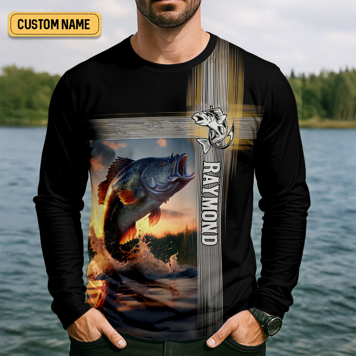 MILF Man I Love Fish Faith Cross Funny Fishing Shirt, Fishing UPF Shirts, Fishing Shirts For Men