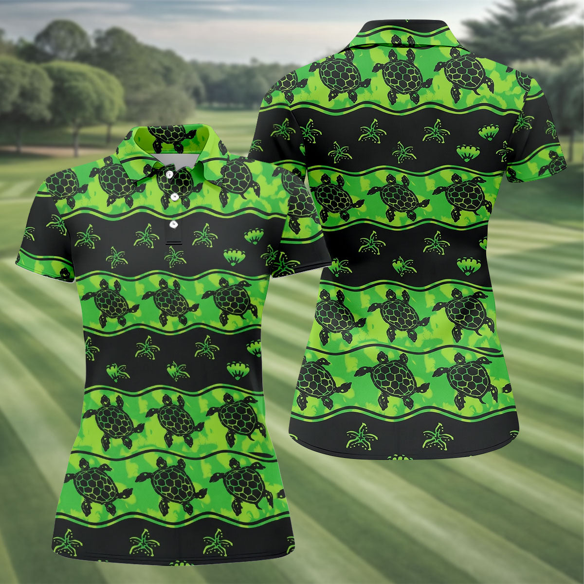 Sea Turtles Sea Creatures Pattern Hawaiian Golf Shirt, Golf Shirt For Women, Golfing Apparel (Copy)