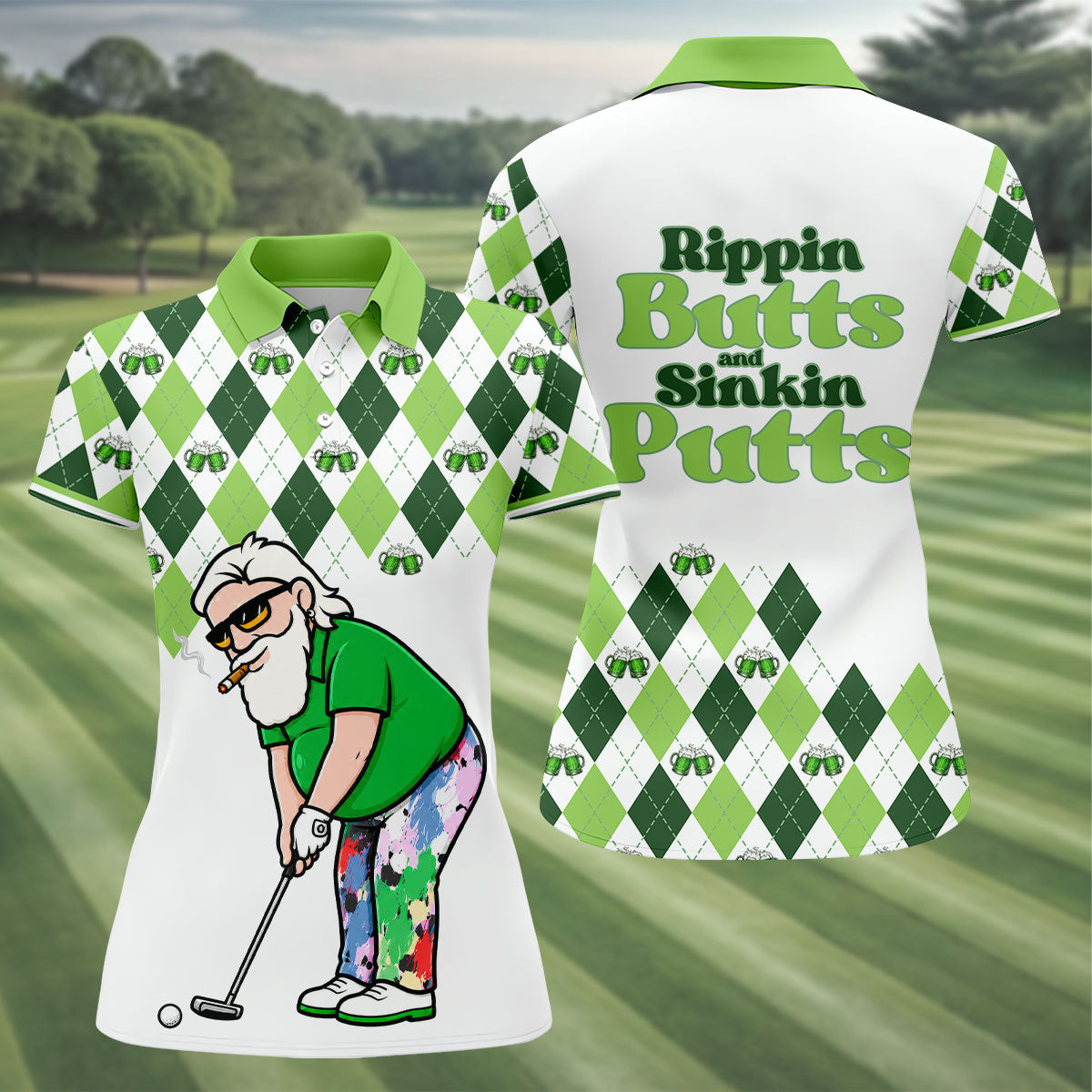 Funny Rippin Butts And Sinkin Putts Polo Shirt, Women’s Golf Polo, Golf Shirts For Women