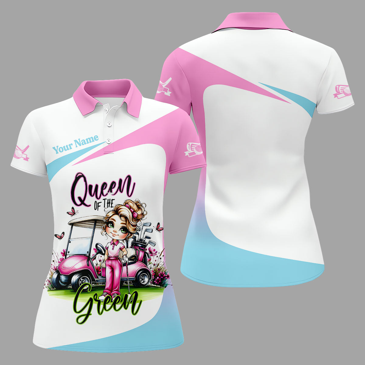 Queen Of The Green Custom Funny Womens Golf Polo ShirtLadies Golf Shirts, Best Golf Shirts