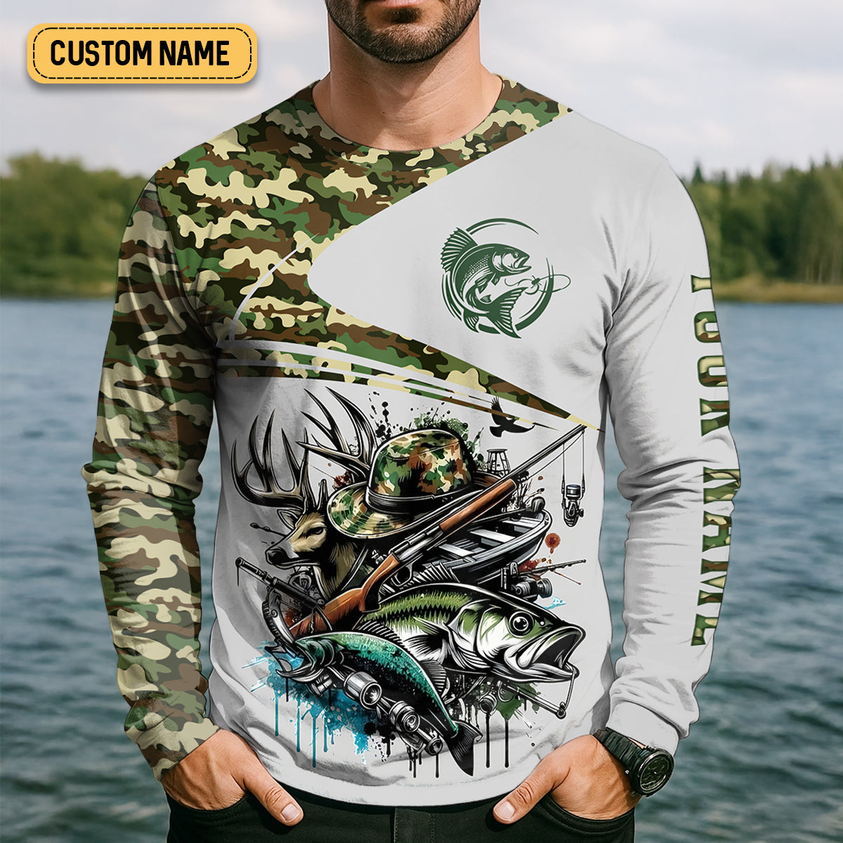 Fishing Solves Most Of My Problems Hunting Solves The Rest T-Shirt, Fisherman Outfit, Mens Casual Shirts