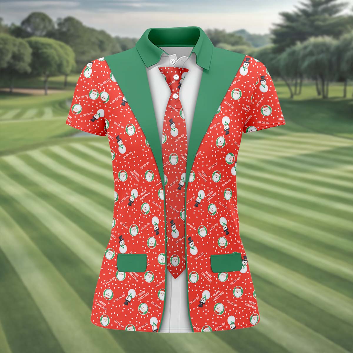 Ho Ho Ho Merry Christmas Funny Print Women's Golf Tops, Christmas Golf Shirt, Ladies Golf Polos