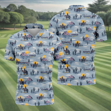 Cowboy Silhouette Desert Sunset Western Golf Shirt, Polo ShirtFor Men, Golf Shirts For Men
