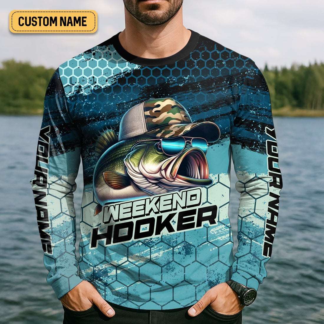 Weekend Hooker Shirt, Camo Fishing Shirt, Largemouth Bass Fishing, Gift For Fisherman