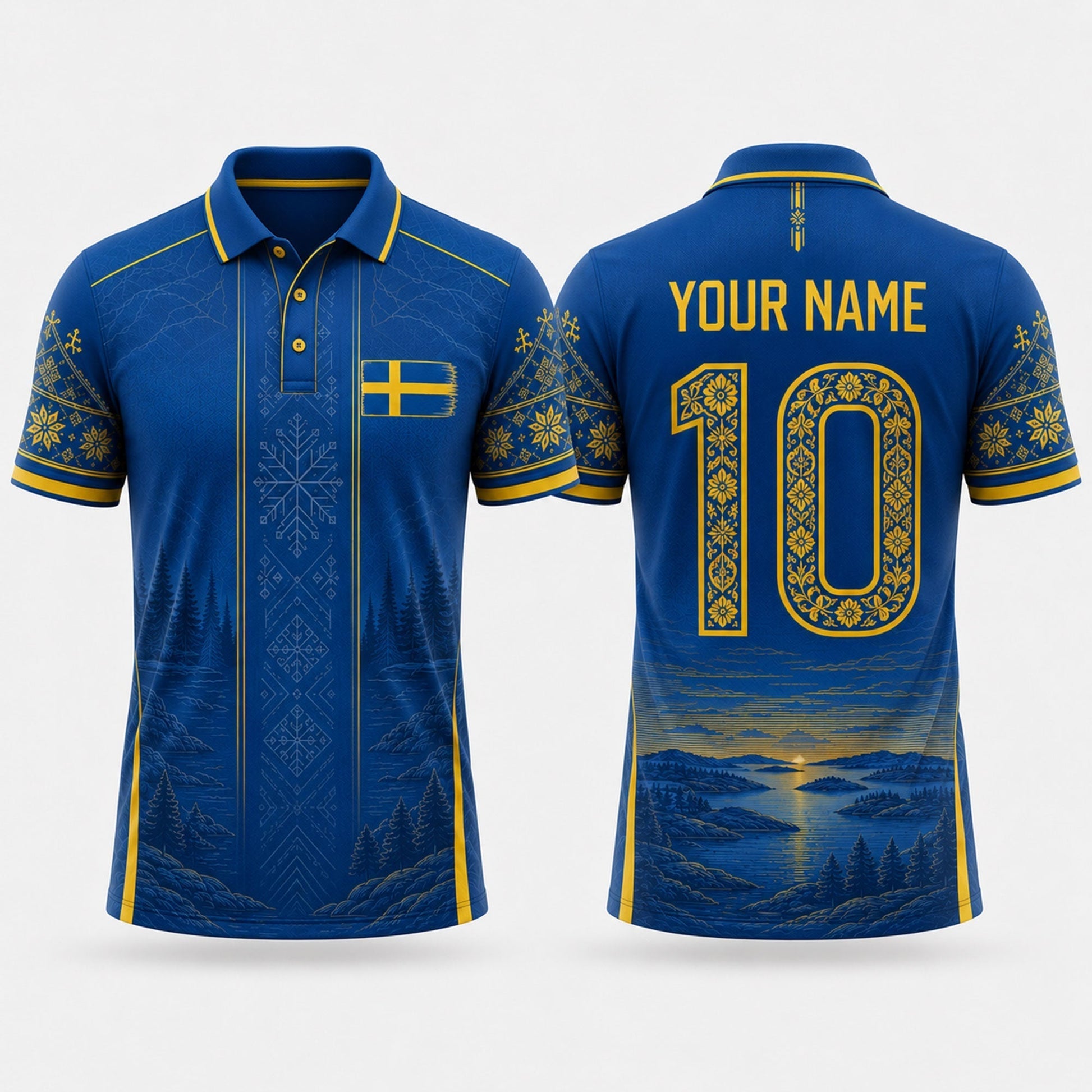Sweden Fooball Shirt, Kurbits V-Neck For Men Football Lover, Swedish National Soccer Father's Day Presents