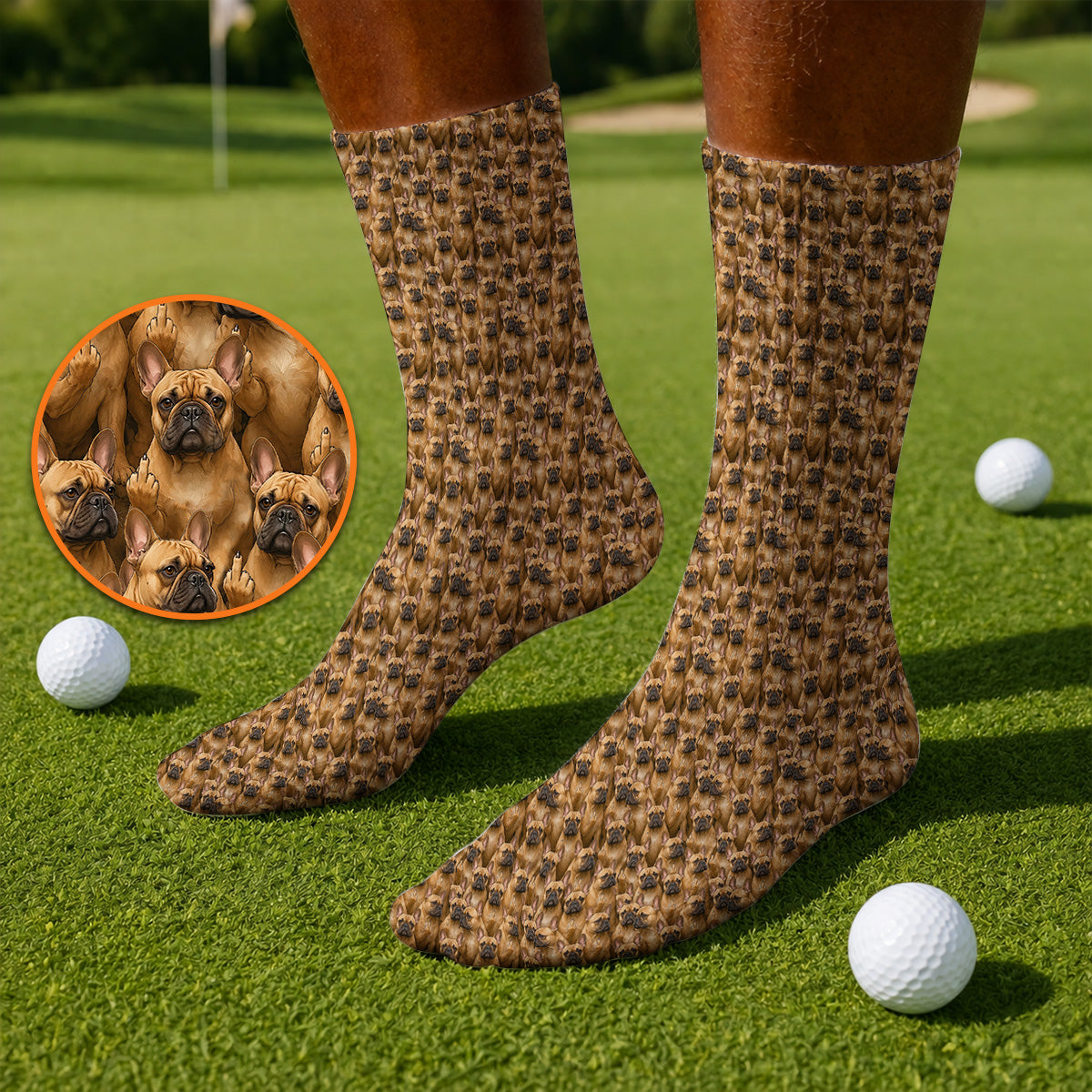 Funny French Bulldog Golf Socks, Frenchie Pattern Golf Sock, Dog Dad Golf Gift