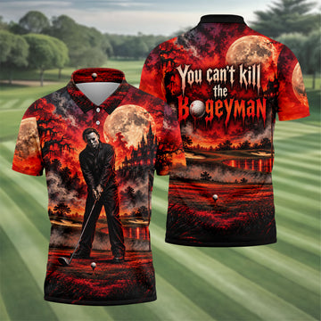 Can't Kill Bogeyman Horror Character Polo Shirt, Halloween Golf Shirt, Mens Golf Polo