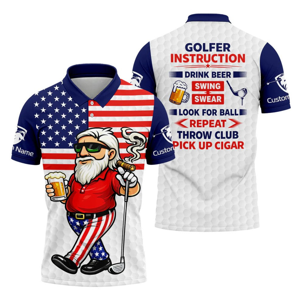 Swing Swear Look For Ball Repeat Father's Day 4th Of July Golf Shirt, 250 Years Polo Shirts For Men