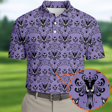 Haunted Mansion Hitchhiking Ghosts Men's Golf Polo ShirtHalloween Golf Shirt, Mens Golf Gift