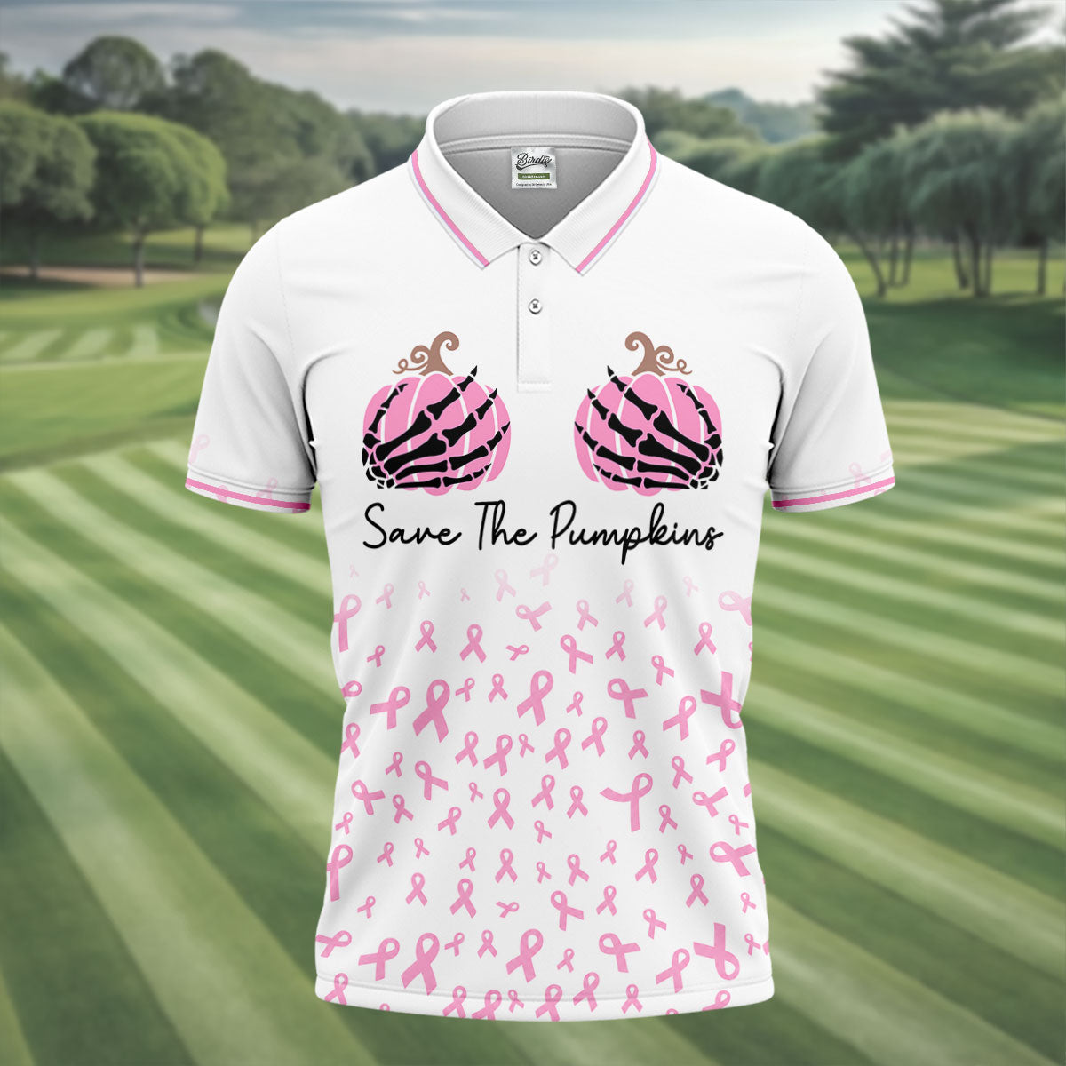 Save The Pumpkins Breast Cancer Polo Shirt, Mens Polo Shirts, Golf Apparel For Men