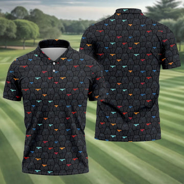 Funny Colorful Panty Butt Pattern Golf Polo Shirt, Printed Golf Shirts, Men's Golf Shirt