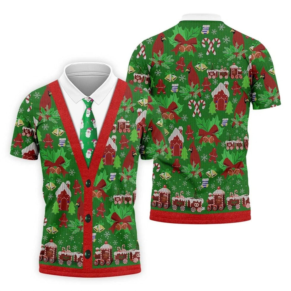Christmas Pattern Fun Golf Shirts For Men, Christmas Golf Shirt, Unique Gift For Golfer, Polo Shirts For Men