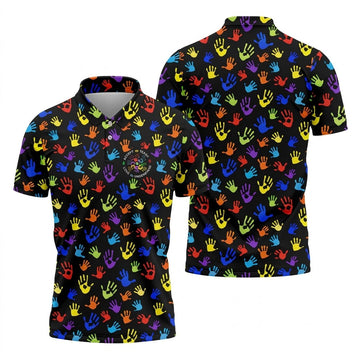Accept Teach Understand Love Autism Awareness Colorful Handprint Black Golf Shirt, Golf Shirts For Men