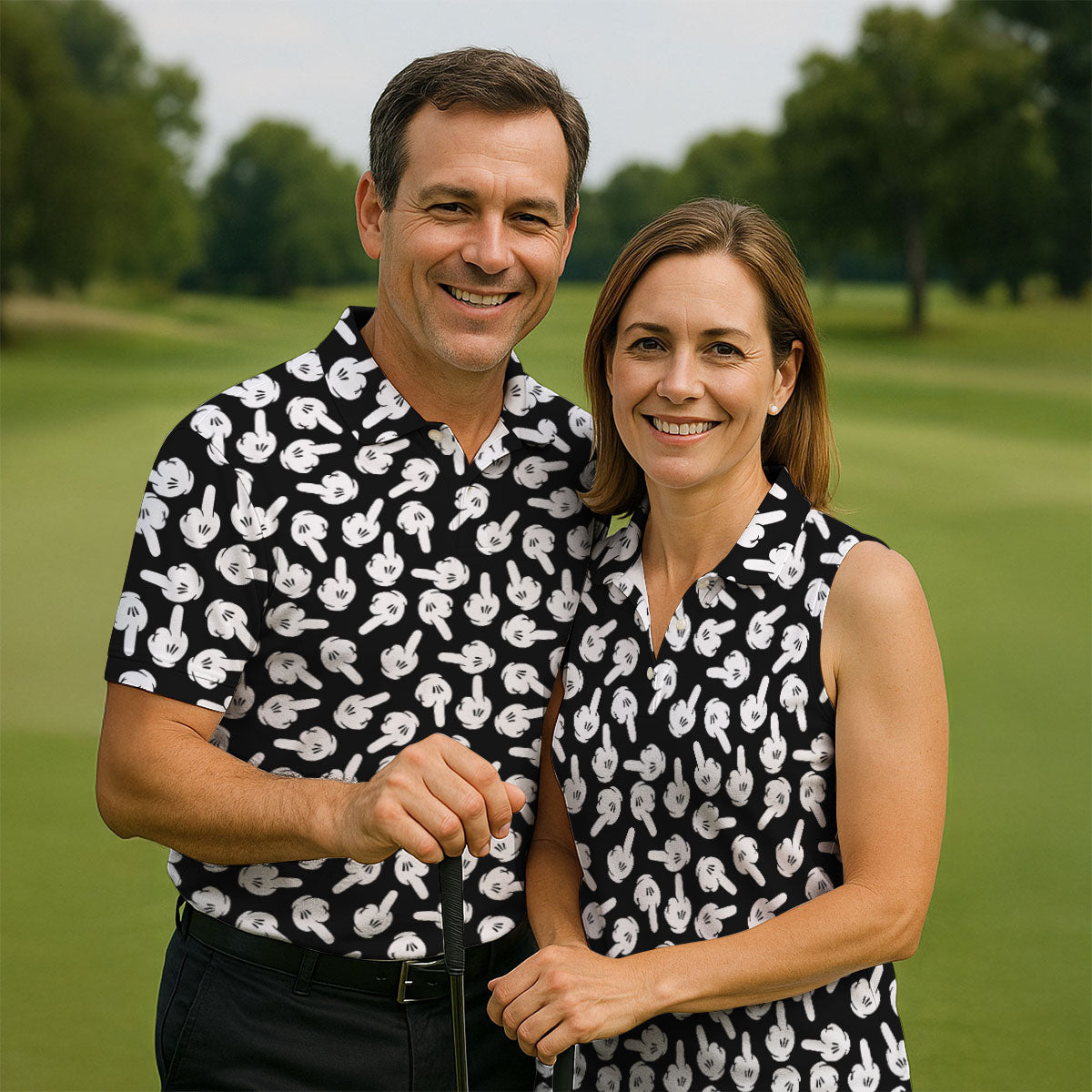 Funny Middle Finger Hand Golf Polo Shirt, Golf Shirts For Women, Women’s Golf Polo