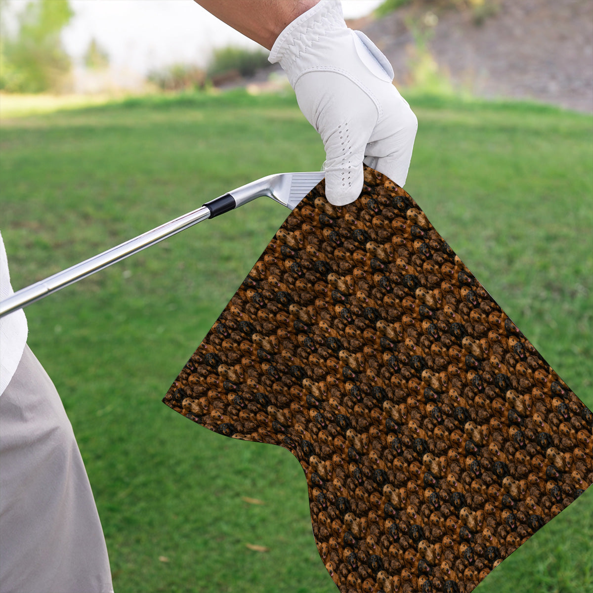 Funny Dachshund Golf Towel, Wiener Dog Pattern Golf Towels, Doxie Lover Gift For Golfer