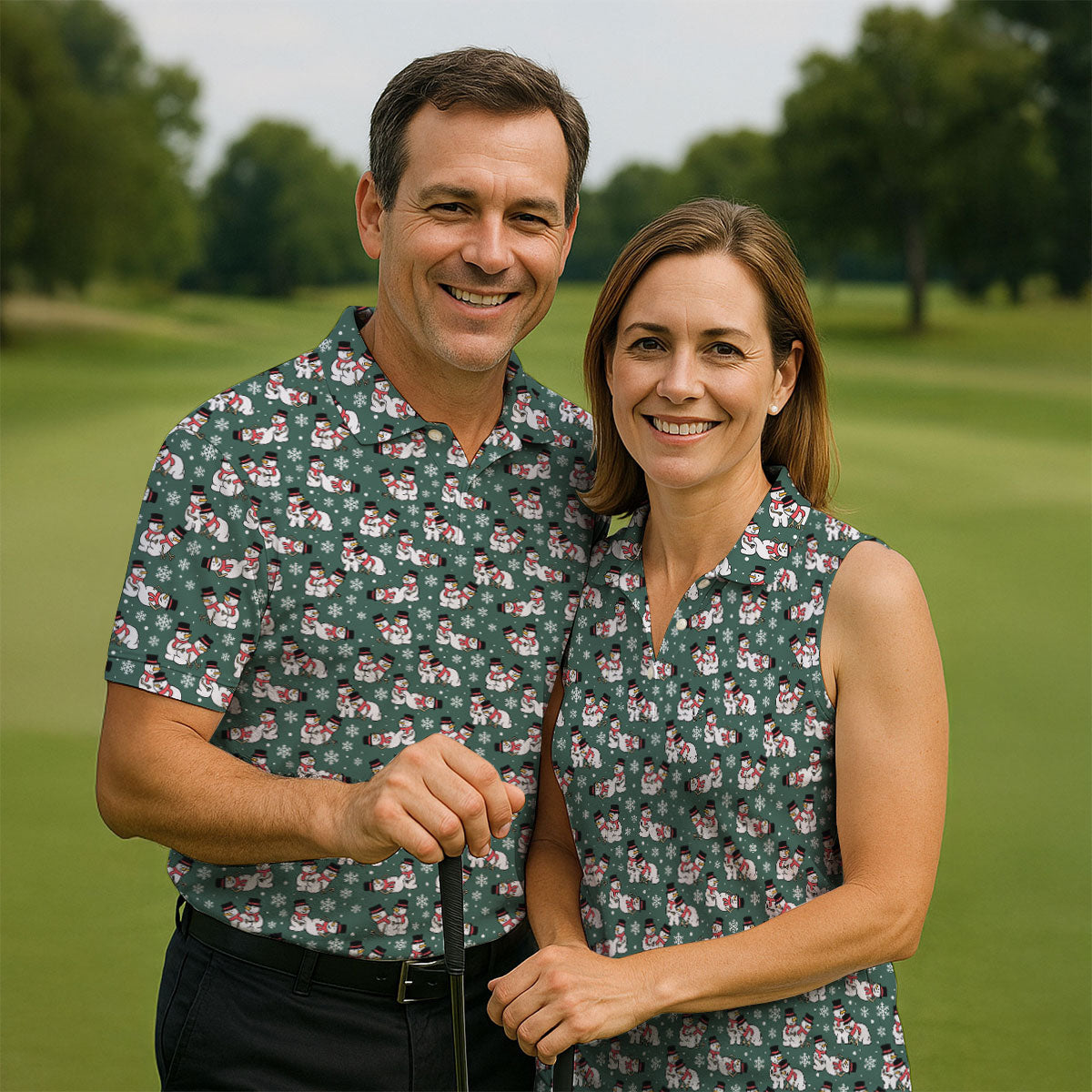 Naughty Snowman Green Golf Shirt, Christmas Golf Shirt, Fun Golf Shirts For Men, Polo Shirts For Men