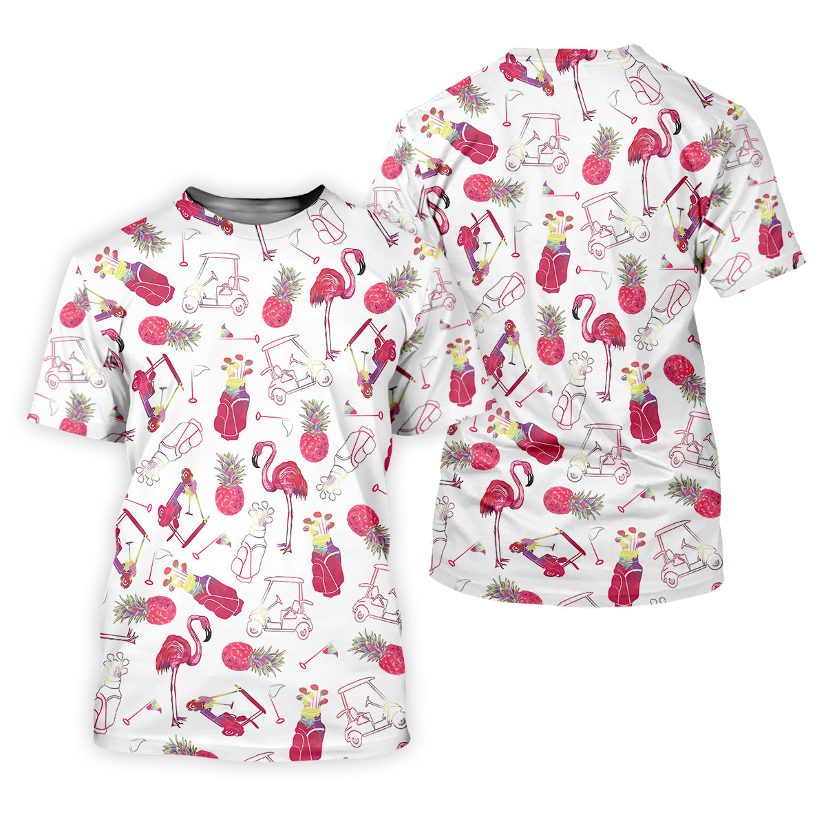 Flamingo Golf Pineapple Funny Womens Golf Polo ShirtCustom Ladies Golf Shirt