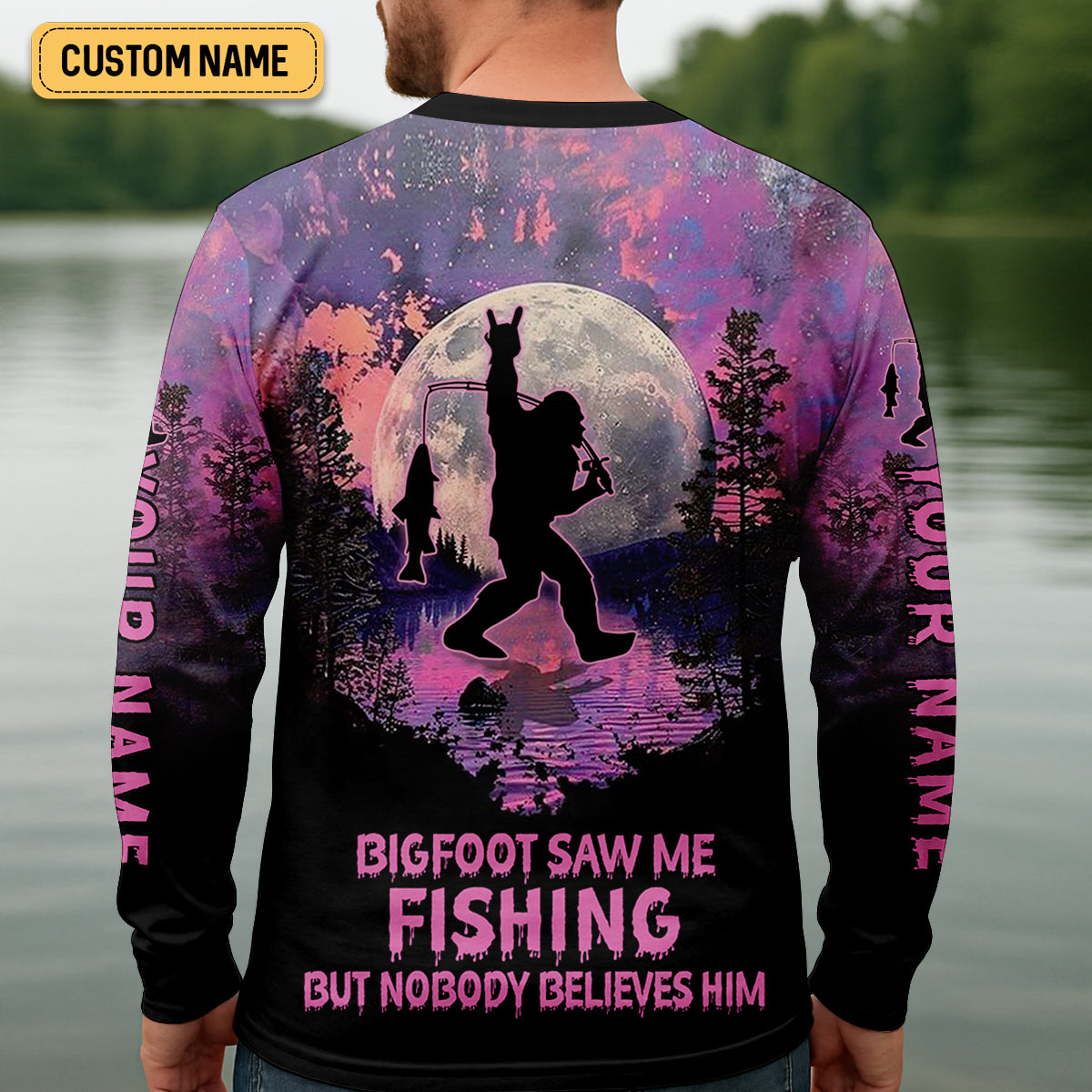 Bigfoot Saw Me Fishing But Nobody Believes Him Funny Fishing Shirt, SPF Shirt For Men