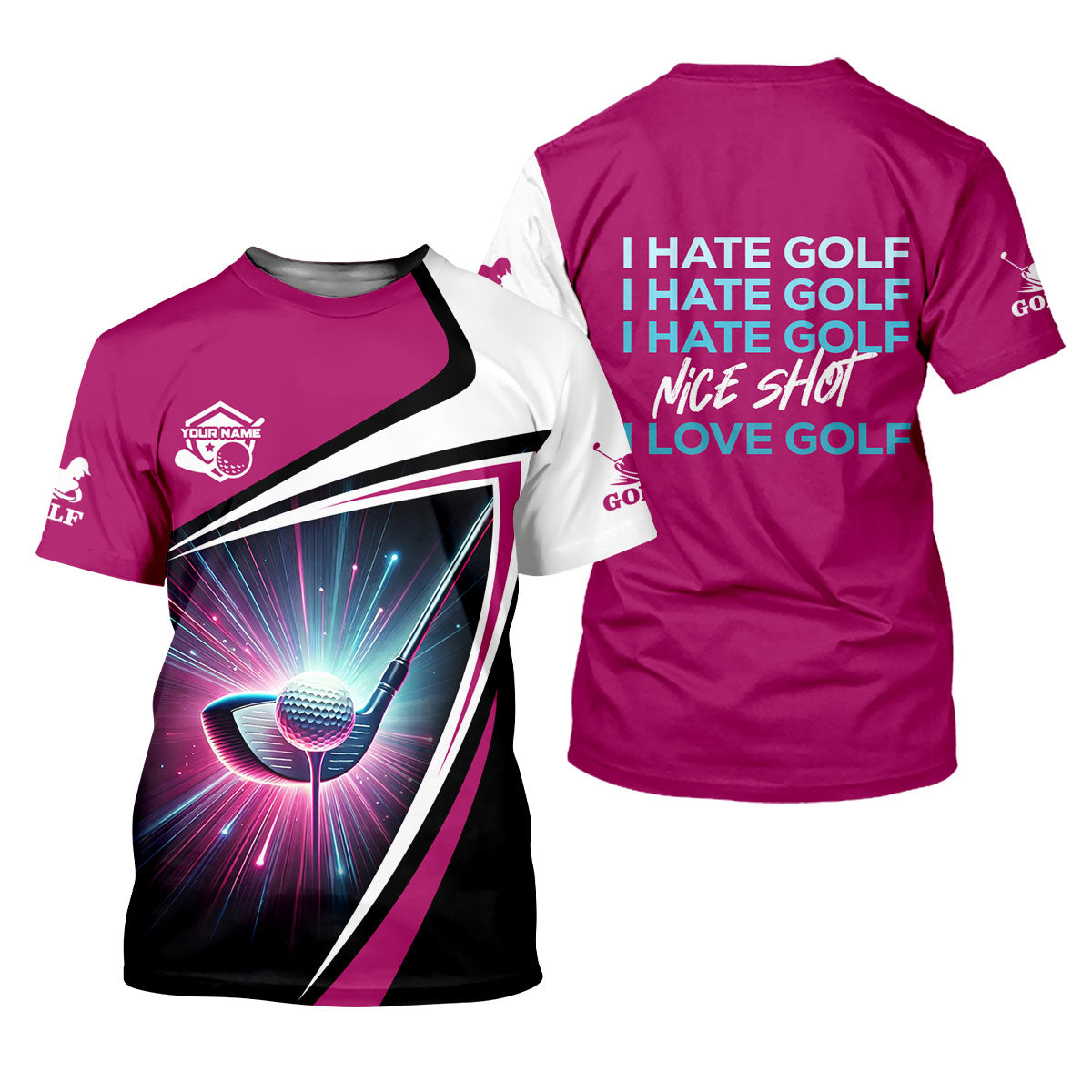 I Hate Golf Nice Shot I Love Golf Funny Womens Golf Polo ShirtCustom Ladies Golf Shirt