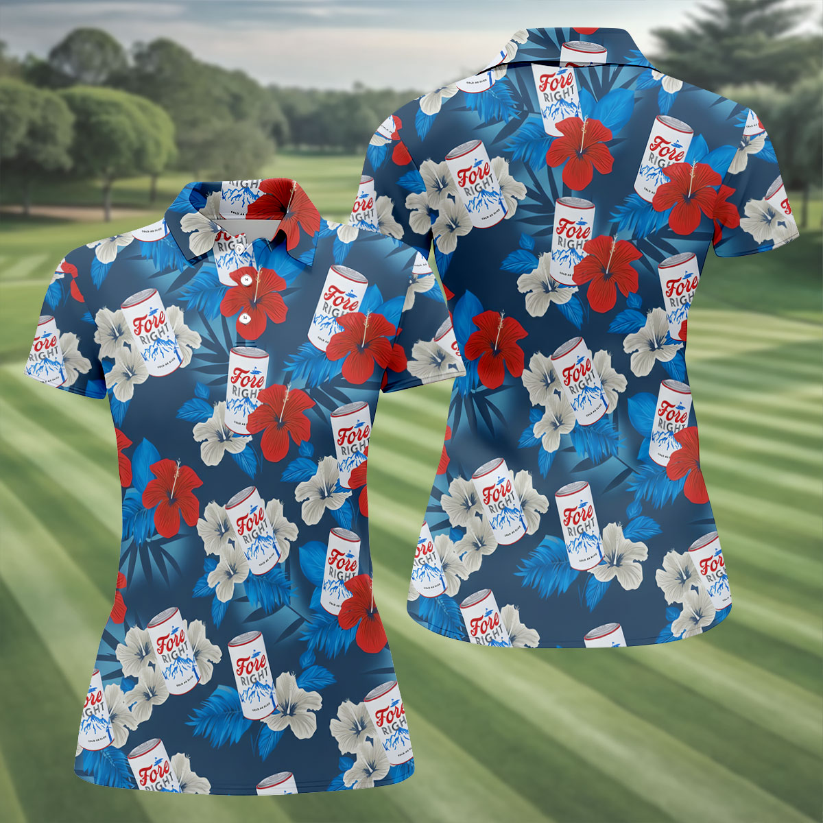 Fore Right Cold As Slice Golf And Beer Tropical Floral Golf Shirt For Women, Ladies Golf Shirts