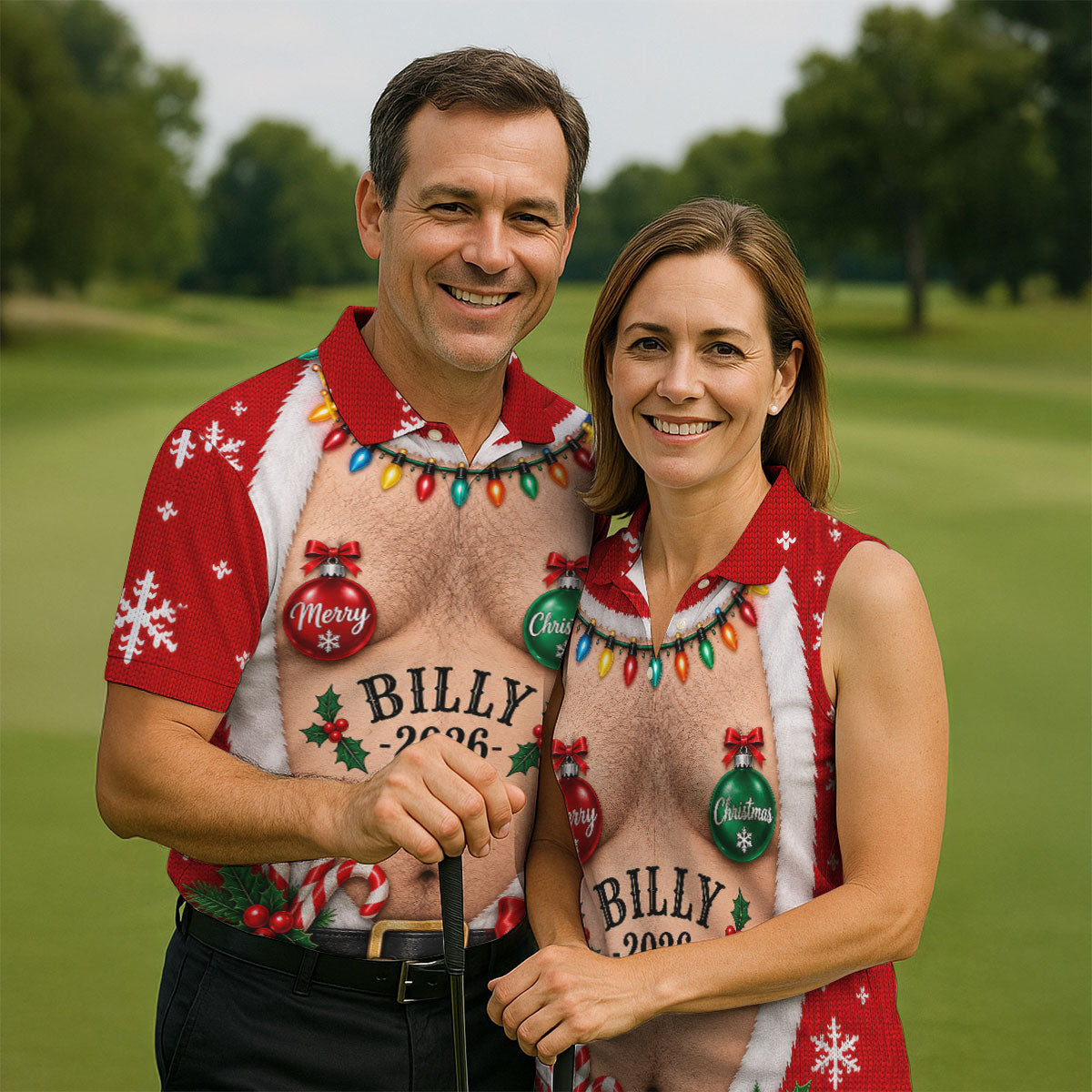 Custom Name Ornament Merry Christmas Golf Shirt, Mens Golf Shirts, Polo Shirts For Men